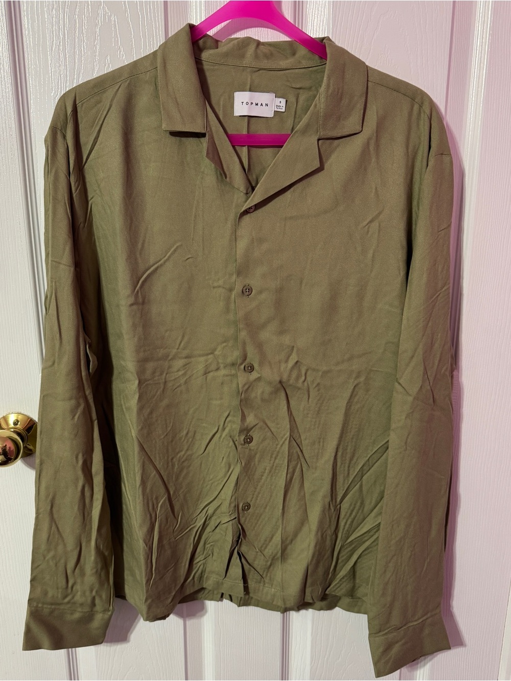 Topman Olive Button-Down Lightweight Shirt Jacket